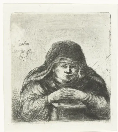 Oude vrouw boven een stoof