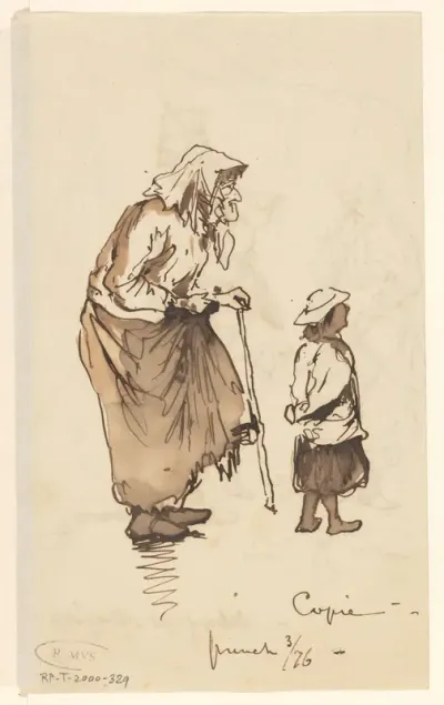 Oude vrouw en jong meisje