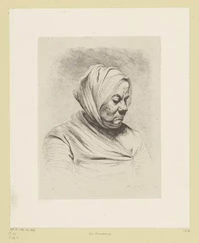 Oude vrouw en profil