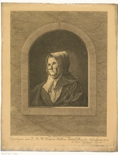 Oude vrouw in een nis