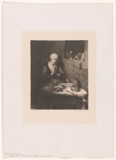 Oude vrouw in gebed