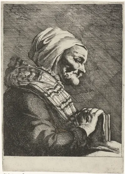 Oude vrouw met boek