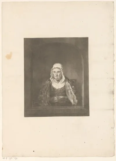 Oude vrouw met bontmantel
