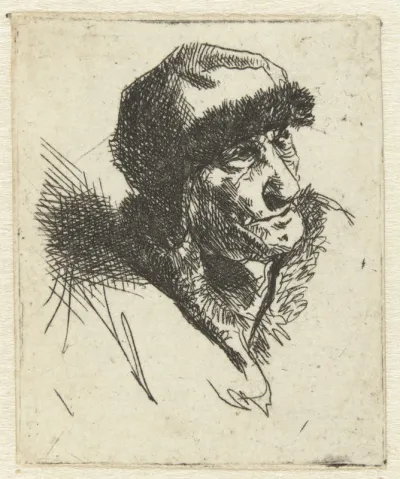 Oude vrouw met bontmuts