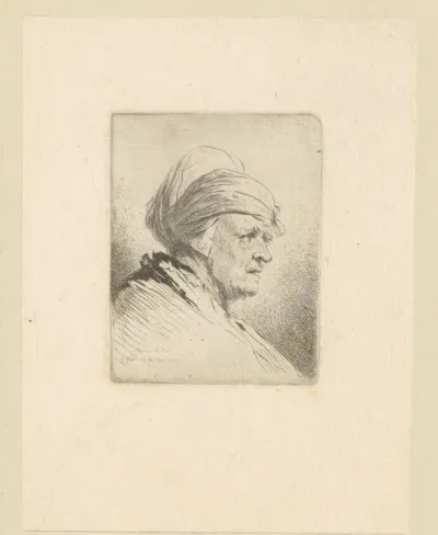 Oude vrouw met doek om hoofd gebonden