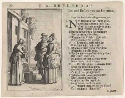Oude vrouw met geldbeurs bij jong paar