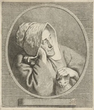 Oude vrouw met kat