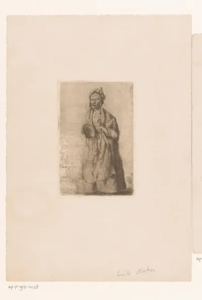 Oude vrouw met tamboerijn