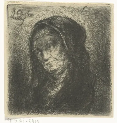 Oude vrouw met zwarte sluier