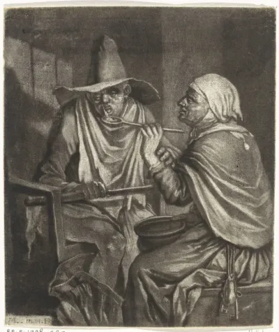Oude vrouw voert een man