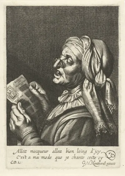 Oude vrouw zingt