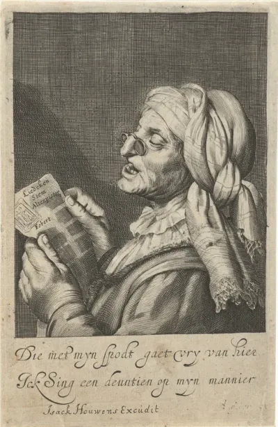 Oude vrouw zingt
