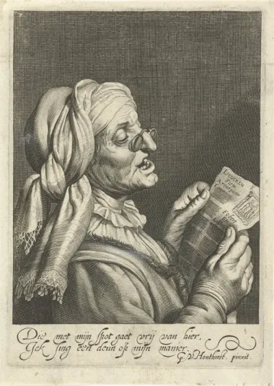 Oude vrouw zingt