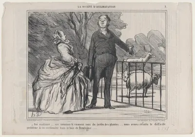 Oui madame..., ces animaux-là viennent tous du jardin des plantes..., from La Société d'Acclimatation, published in "Le Charivari"