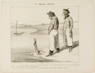“- Our boat let go the anchor and has drifted away.... we're stuck on this lonely island like Robinson Crusoe... and without anything to eat and no parrot... - That's true.... and I really don't know what to eat, once I have devoured you, poor Cabass