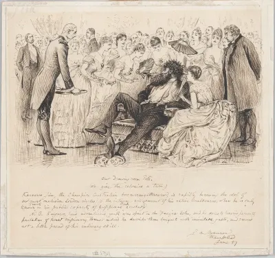 Our Drawing-room Pets–with 'Kangaroo Jim, the Champion Australian boomerang-thrower', for "Punch"