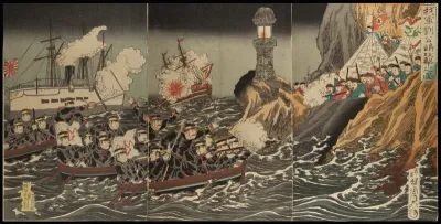 Our Japanese Army Attacking Ryu-koh Island (Sino-Japanese War)