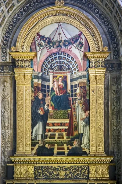 Our Lady enthroned between St. Thomas and St. Augustine
