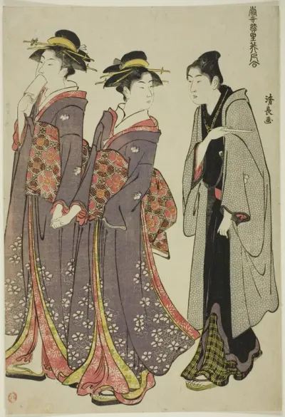 Out for a Walk, from the series "A Collection of Contemporary Beauties of the Pleasure Quarters (Tosei yuri bijin awase)"