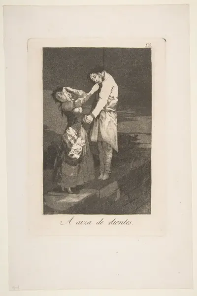 Out hunting for teeth (A caza des dientes), plate 12 from "Los Caprichos"