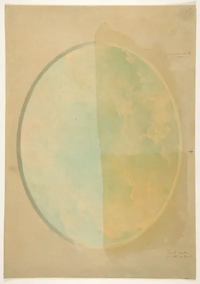 Oval design for a ceiling painted with clouds
