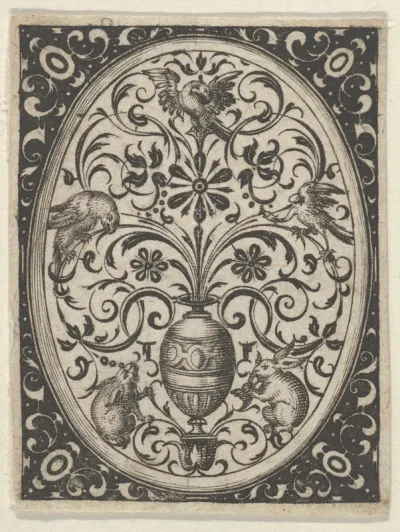 Oval Design in Blackwork, from "Varii Generis Opera Aurifabris Necessaria"