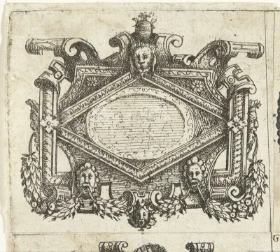 Ovale cartouche in een ruitvormige omlijsting