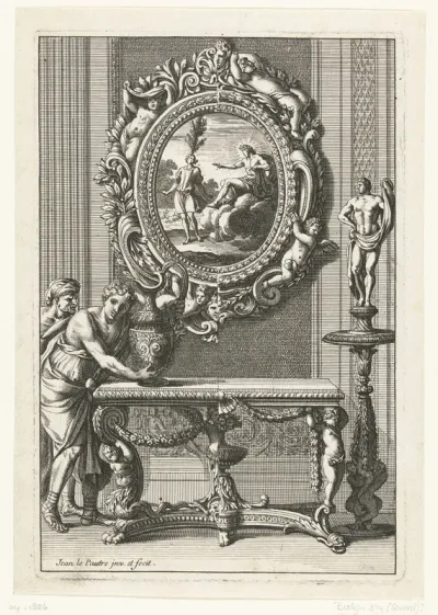 Ovale spiegel met Apollo en Cyparissus
