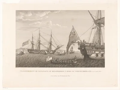 Overdracht van Napoleon van de Bellorophon aan de Northumberland