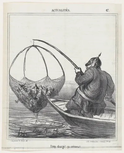 Overloaded! It is going to burst!, from 'News of the day,' published in "Le Charivari"