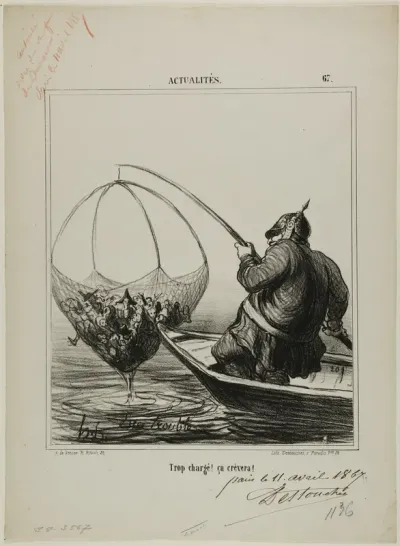 “Overloaded! It is going to burst!,” plate 67 from Actualités