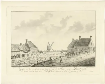 Overstroming bij de Arkelse dam bij Gorinchem, 1820