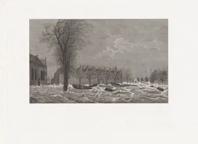 Overstroming bij de Kerkstraat, Steen Beer en Dok te Vlissingen, 1808