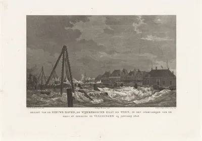 Overstroming bij de Nieuwe Haven, Wijnbergse Kaai en werf te Vlissingen, 1808