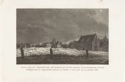 Overstroming bij het Molenwater en de haven te Veere, 1808