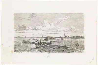 Overstroomd landschap tussen Oss en Lith