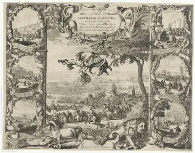 Overwinningen van koning Willem III in Ierland (bovenste helft), 1690