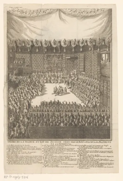 Overzicht van de zitting van het hof van justitie met Lodewijk XV