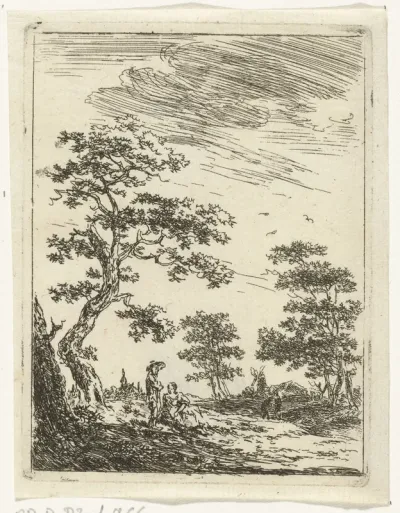 Paar onder boom in landschap