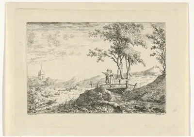 Paar op een houten brug
