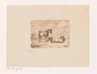 Paard en twee runderen