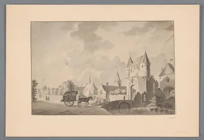 Paard en wagen bij de Loopoort te Uedem
