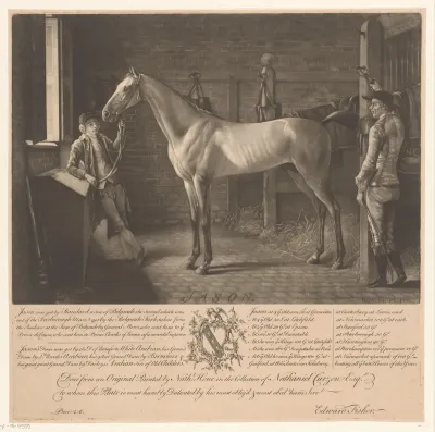 Paard Jason in de stal met twee ruiters