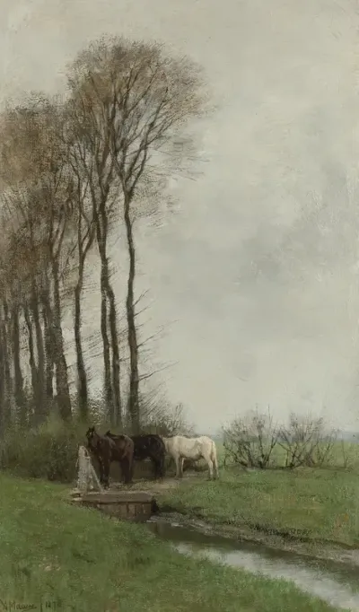 Paarden bij het hek