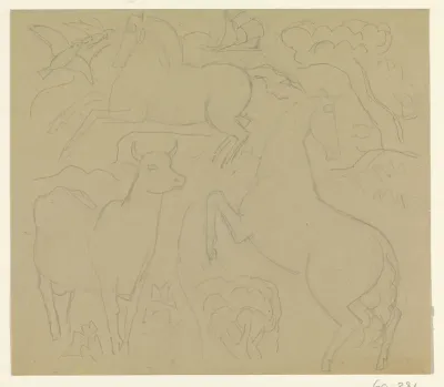 Paarden en een koe