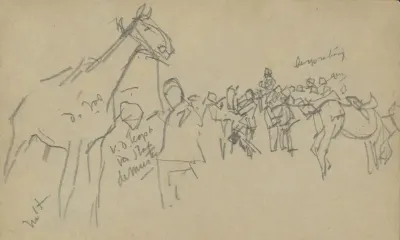 Paarden en soldaten, mogelijk huzaren
