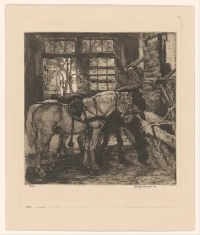 Paarden in stal