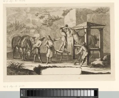 Paardenarts dient ziek paard een medicijn toe