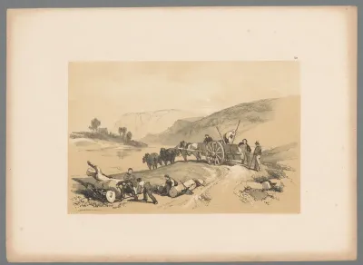 Paardenkar in een rivierlandschap bij Namen