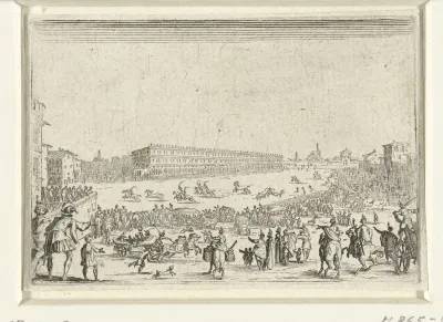 Paardenrennen op de Piazza Pitti te Florence